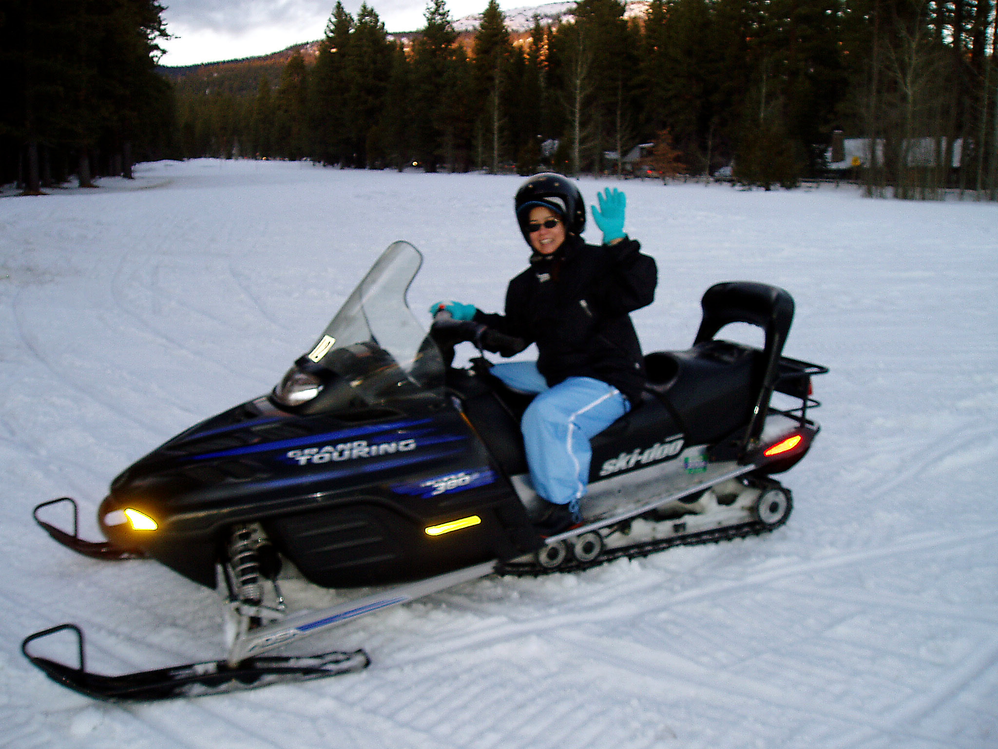 Amy on Snow Mobile.  Click to see the explanation of Universal Computer Source Code.